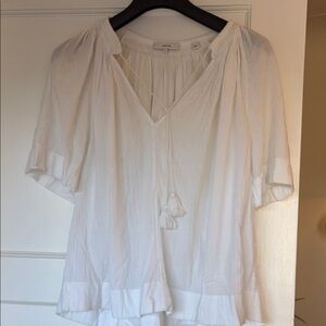 Vince flowy White Blouse with Tassel Accent